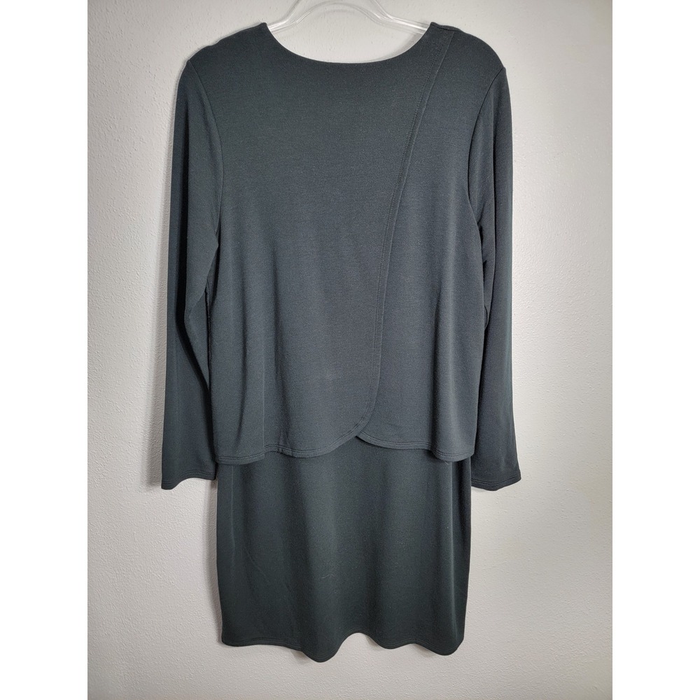 J. Jill Pure Jill M Dress Black Luxe Tencel Long Sleeve Layered Knit Soft - Picture 3 of 7